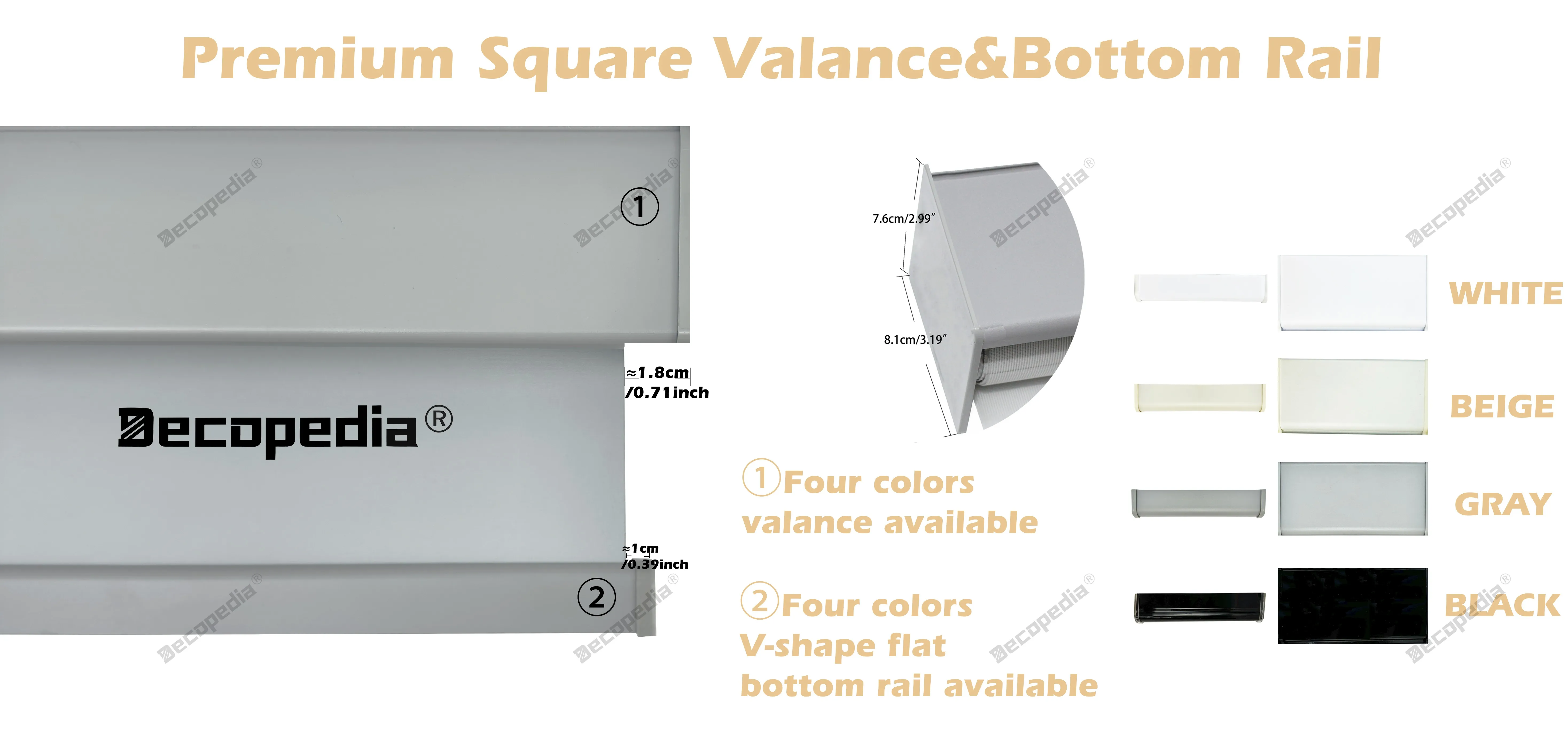Decopedia Square Valance Roller Blinds for Windows Motorized Smart Window Blinds Blackout Roller Day and Night Blinds