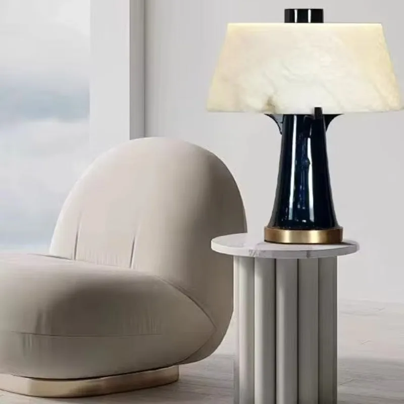 مصباح طاولة غرفة النوم من الرخام الإسباني، طراز بسيط، غرفة المعيشة، غرفة الدراسة، فندق LED، تركيبات إضاءة منزلية #6