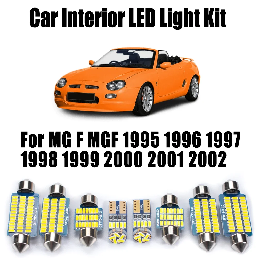 9Pcs Canbus For MG F MGF 1995 1996 1997 1998 1999 2000 2001 2002 Car Accessories LED Interior Dome Reading Foot Trunk Light Kit