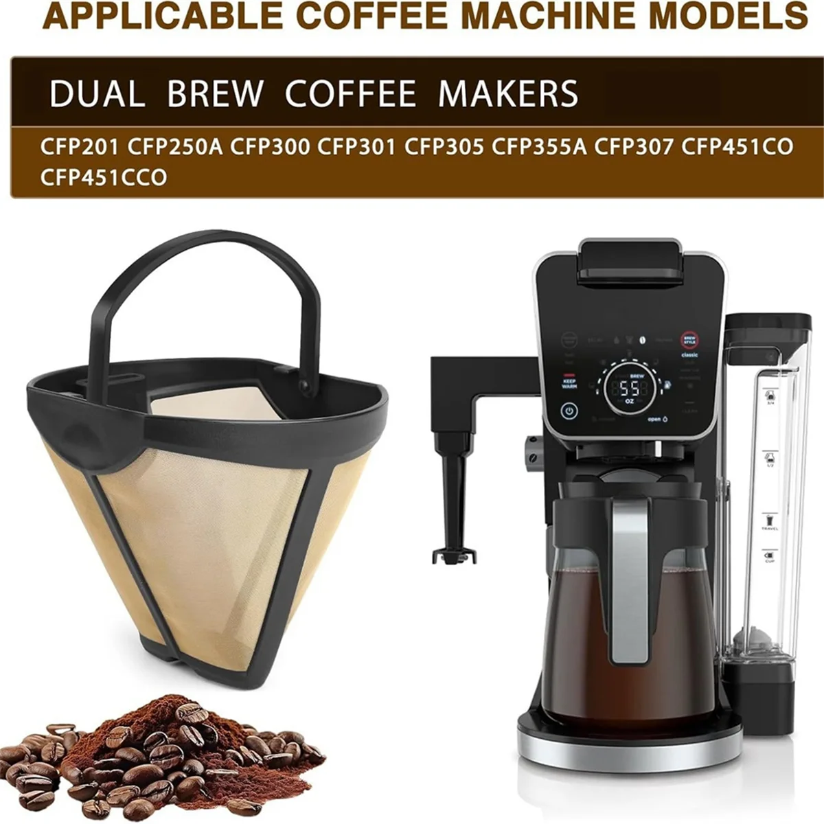 Filtro caffè riutilizzabile per Ninja CFP307 CFP201 CFP250A CFP300 CFP301 CFP305 Accessori per caffè per macchina da caffè Dual Brew