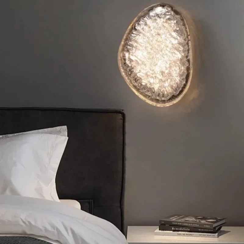 2026 New Luxury Crystal Cracked Wall Lamp Living Room Background Bedroom Bedside Study Corridor Simple Lamps Home Decor Light