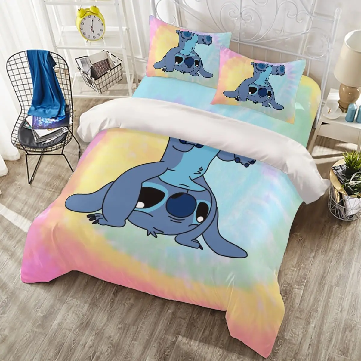 Juego de ropa de cama de dibujos animados de Disney Stitch para niños, funda de edredón, tamaño completo, Queen, King, individual, decoración de dormitorio, regalo de cumpleaños