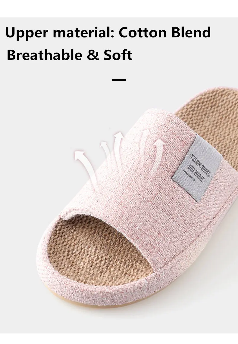 Atmungsaktive Leinen-Hausschuhe für Herren, Ganzjährig Leise für Innenräume, Rutschfeste Schlafzimmer-Bodenschuhe, Weiche Pantoffeln, Anti-Rutsch-Hausschuhe – Detail 4