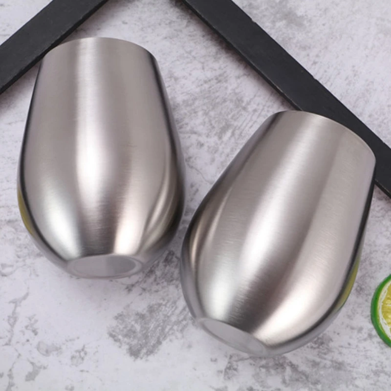 

ONCE 4 шт., бокалы для вина без ножек из нержавеющей стали, кухонный бар, небьющиеся металлические чашки для напитков для внутренних и уличных пикников, кемпинга