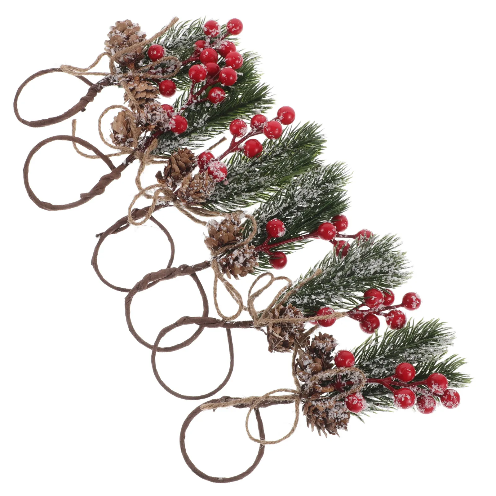 6Pcs Christmas Napkin Rings Handwoven Cedar Branches with Realistic Red Berries Reusable Dining Table Decor for Holiday