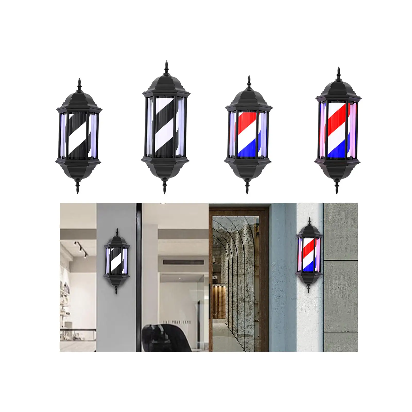 Barber Pole Light Rainproof Waterproof Rotating Illuminated Light Save Energy Barber Shop Rotating Light for Hair Salon Outdoor