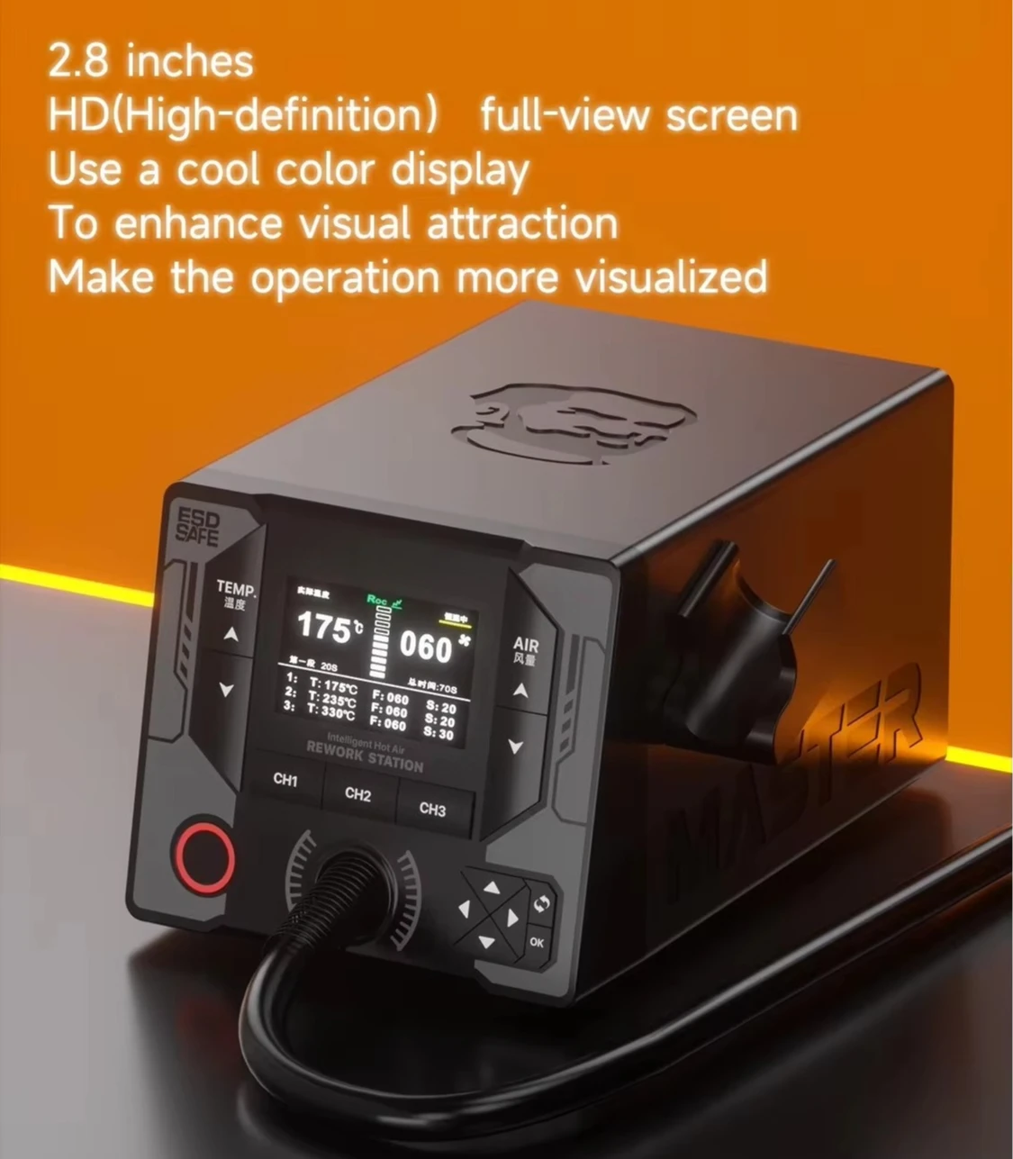 1200W HighPower Smart Hot Air Gun Rework Station Horn Nozzle for Phone BGA IC PCB Soldering Shaping Repair Tool