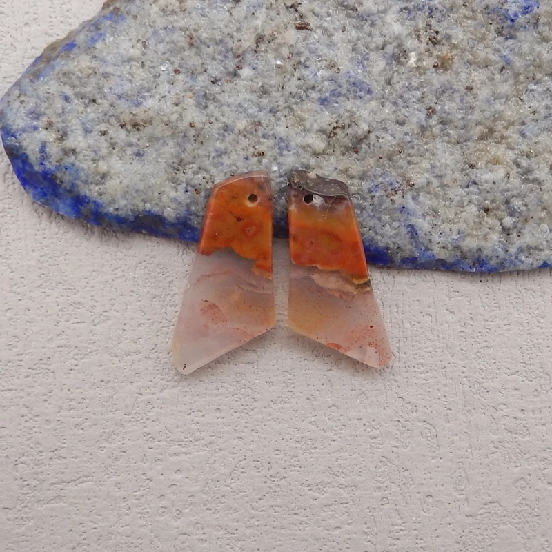 Natural Stone Warring States Red Agate Earring Beads,Fashion Jewelry DIY Gemstone Earrings Accessories For Women 25x17x3mm 5g