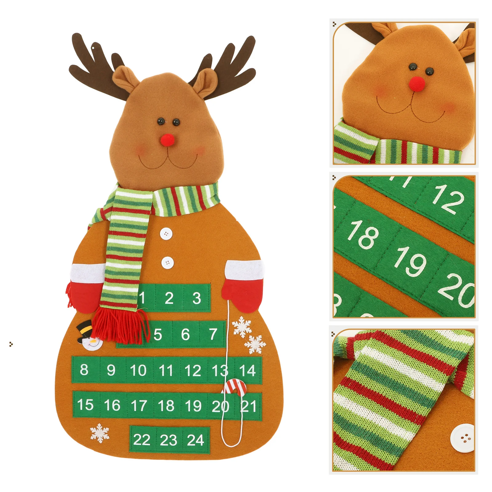 

Felt Countdown 24 Pockets Advent Wall Hanging Door Decoration Numbered Pockets For Wall Pendant Christmas Party Decor