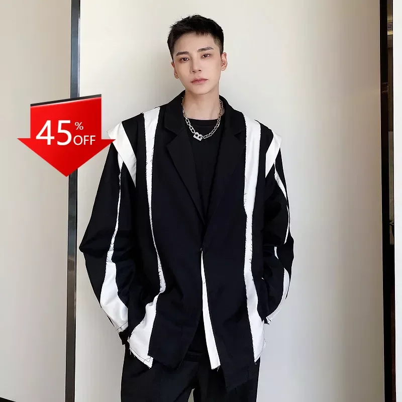 

Y2K Personalized Contrast Irregular Stitching Suit blazers for men elegant stylish mens jacket men clothing blazer men