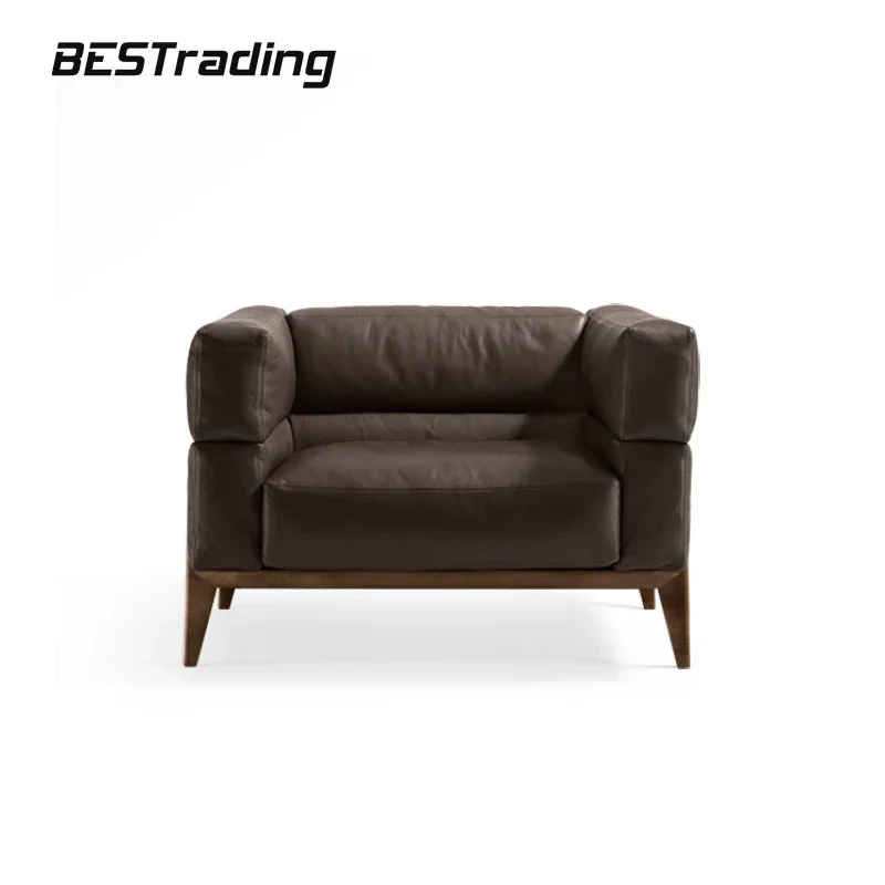 Nordic style manufacture Three-seat sofa base in walnut Canaletto with brown fabric or leather sofa set