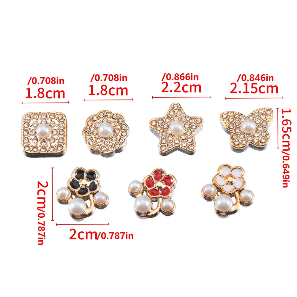 20 Stuks Vintage Parel Strass Bloem Schijf Gesp Vierkant/Bloem/Vlinder Gevormde Patches Voor Diy Broche Haaraccessoires