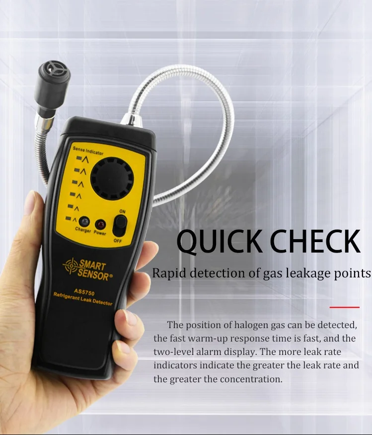 AS5750 Rilevatore di gas alogeno Aria condizionata automobilistica Rilevatore di perdite di gas refrigerante Freon Posizione Determinare Allarme tester