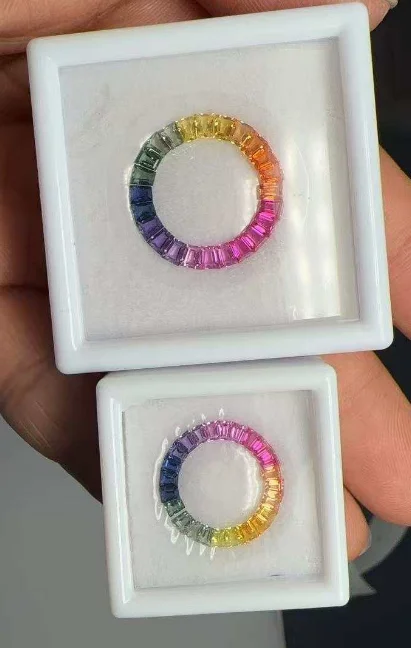 Rainbow Circle Gemstones for Pendant Making Multi-color Sapphire Colorful Stones for Ring Necklace Wholesale Factory Price