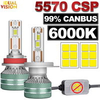 LED H7 H11 Car Headlight Bulb CANBUS 5570 CSP Chips Auto Led Car Lights H3 H4 H1 9005 9006 HB3 HB4 H9 H8 9012 HIR2 Fog Lamps 12V