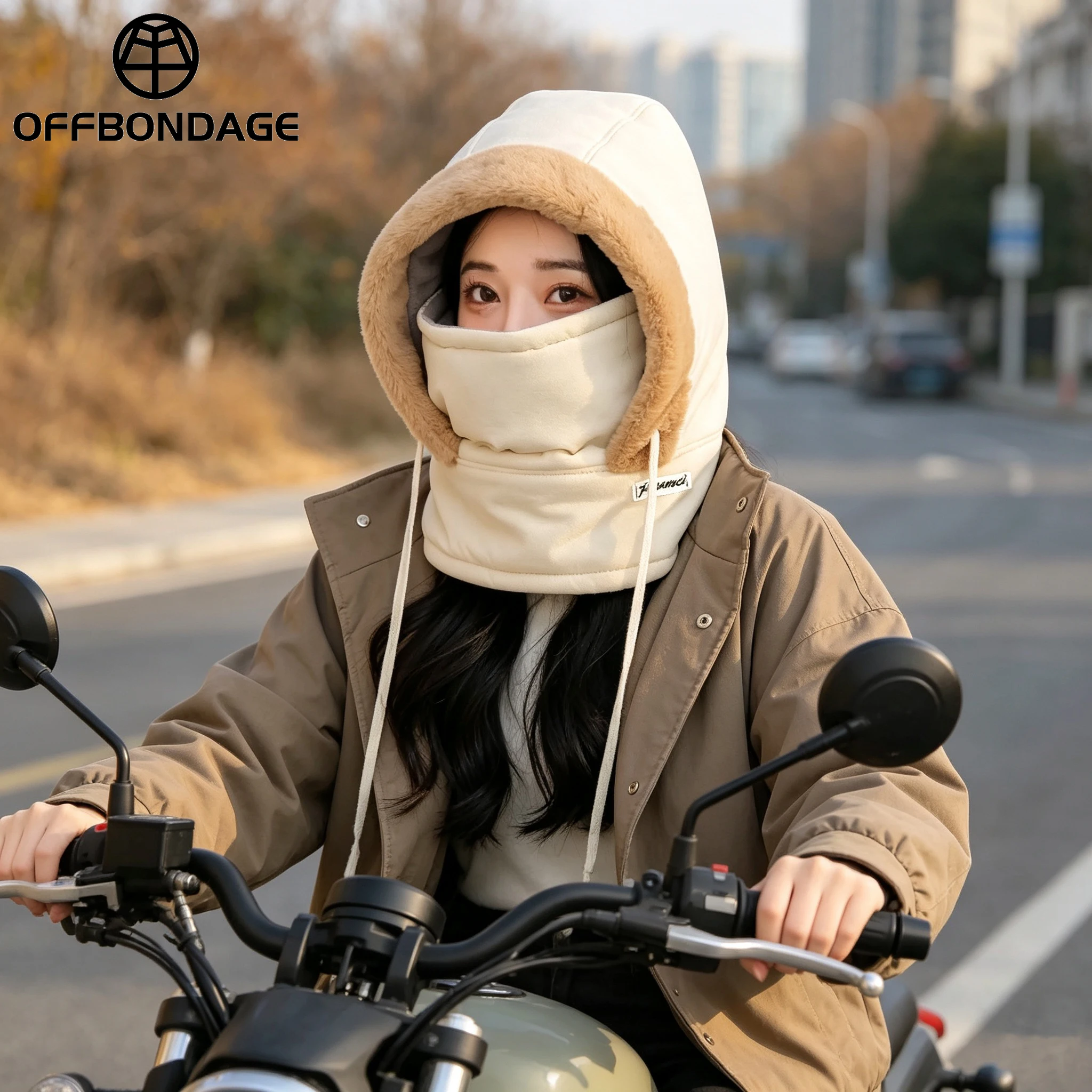 Autumn Winter Motorcycle Warm Unisex Trapper Hat Thickened Fleece Balaclava Cotton 3-in-1 for Outdoor Sports Cycling Protection
