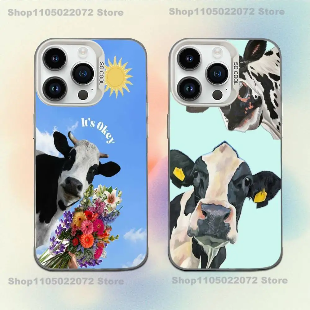 

Cute and funny cow Phone Case For iPhone 16,15,14,13,12,11,Mini,Pro,E,MAX White Candy Matte Shockproof Cover
