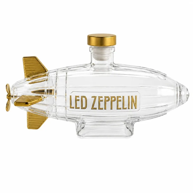 Led Zeppelin Glass Decanter Airship Shaped Whiskey Bottle with Gold Propeller Rock Band Home Bar Decor Gift