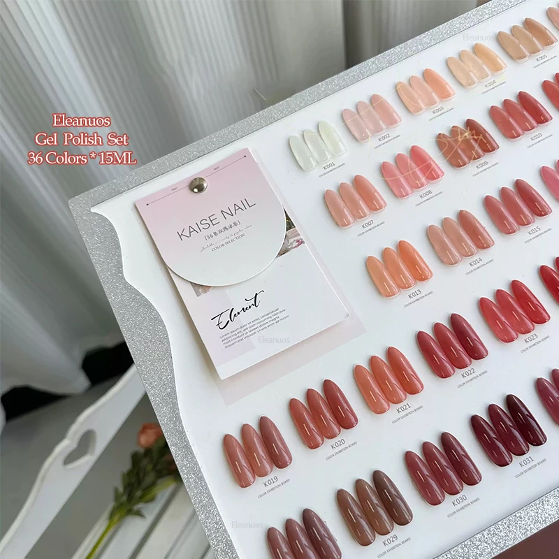 Eleanuos glace thé gel polissage 36 pièces mixte Clearcoat couleur Transparent rose Semi Permanent apprêt UV LED Salon de manucure gelée nue