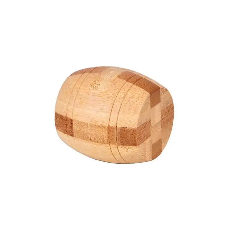 Barrel-shaped Bamboo Burr Interlocking Puzzles Brain Teasers Game