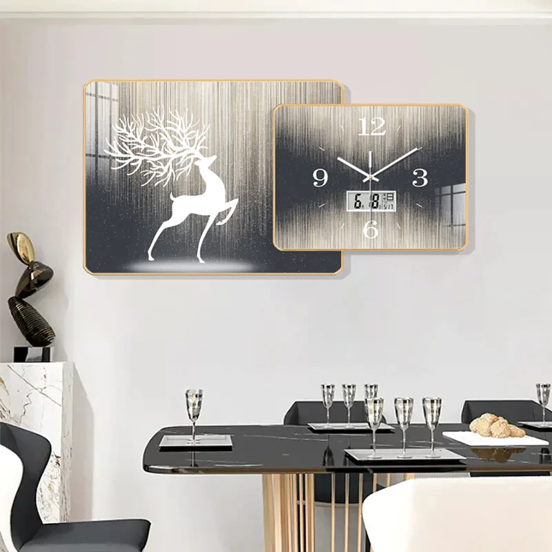 Creative Home with No Punching Calendar Temperature Living Room Dining Room Wall Quartz Clock Internet Red Hanging Watch