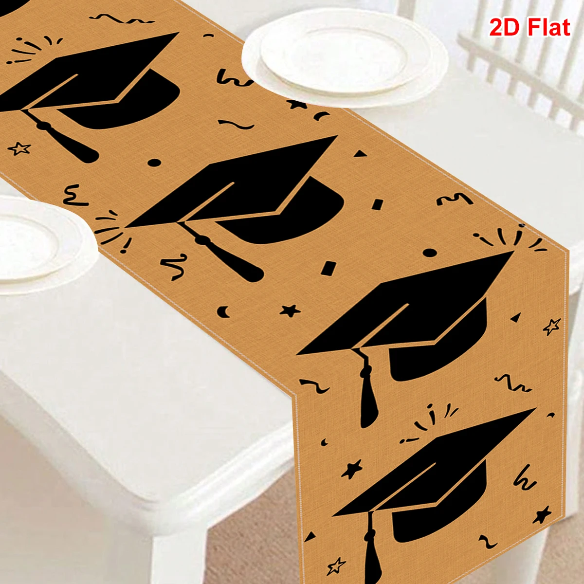 Graduation Season Table Runner Congrats Grad Party Decor Class of 2026 Bachelor hat Table Cover Grad Celebration Party Supplies