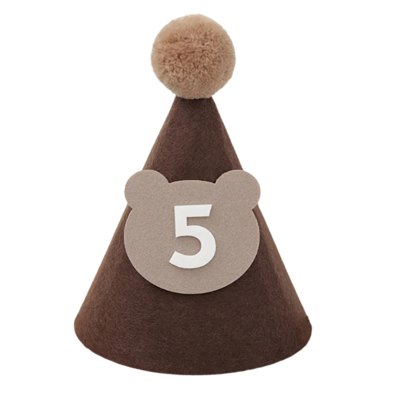 Brown Coffee Bear Baby Birthday Hat Shower Party for 1 2 3 Years 100 Days