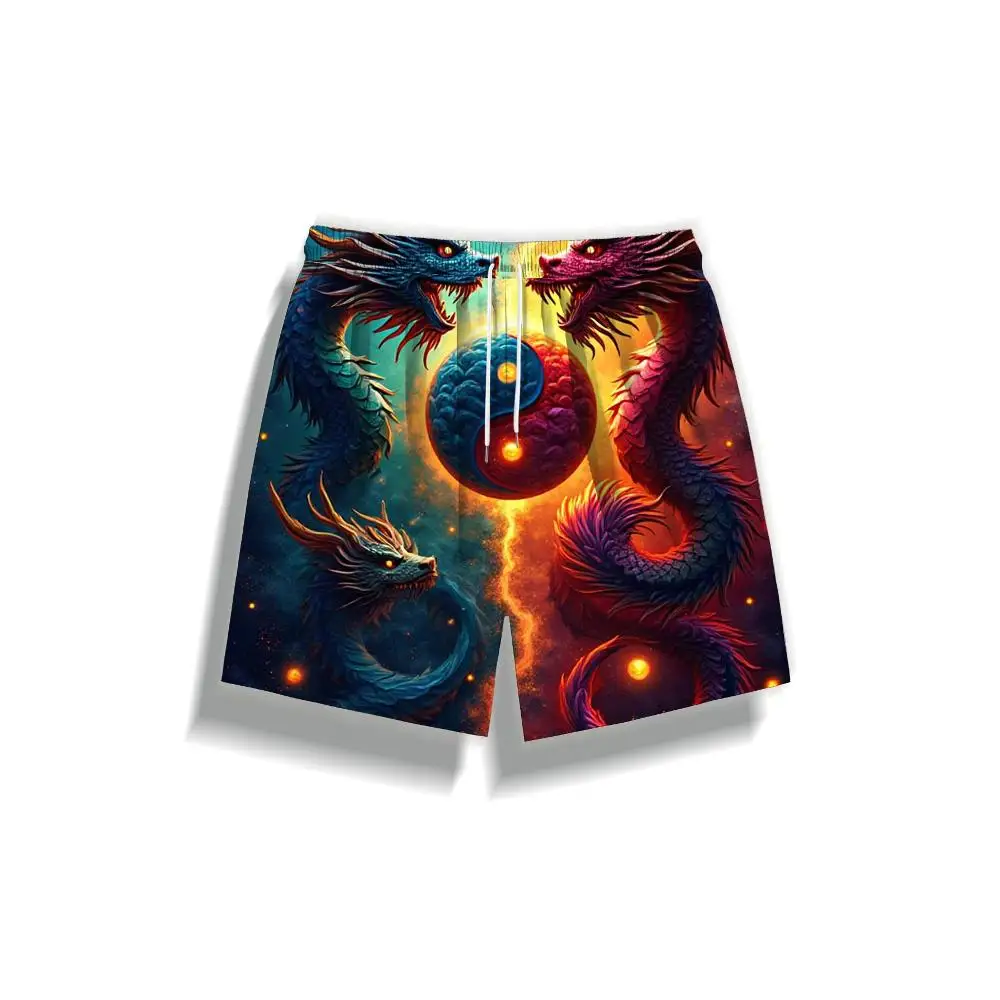 1pcs Men's Short swim trunks2026 Summer 3D Printed Short sleeve running Breathable Quick drying Men's pants Polyester