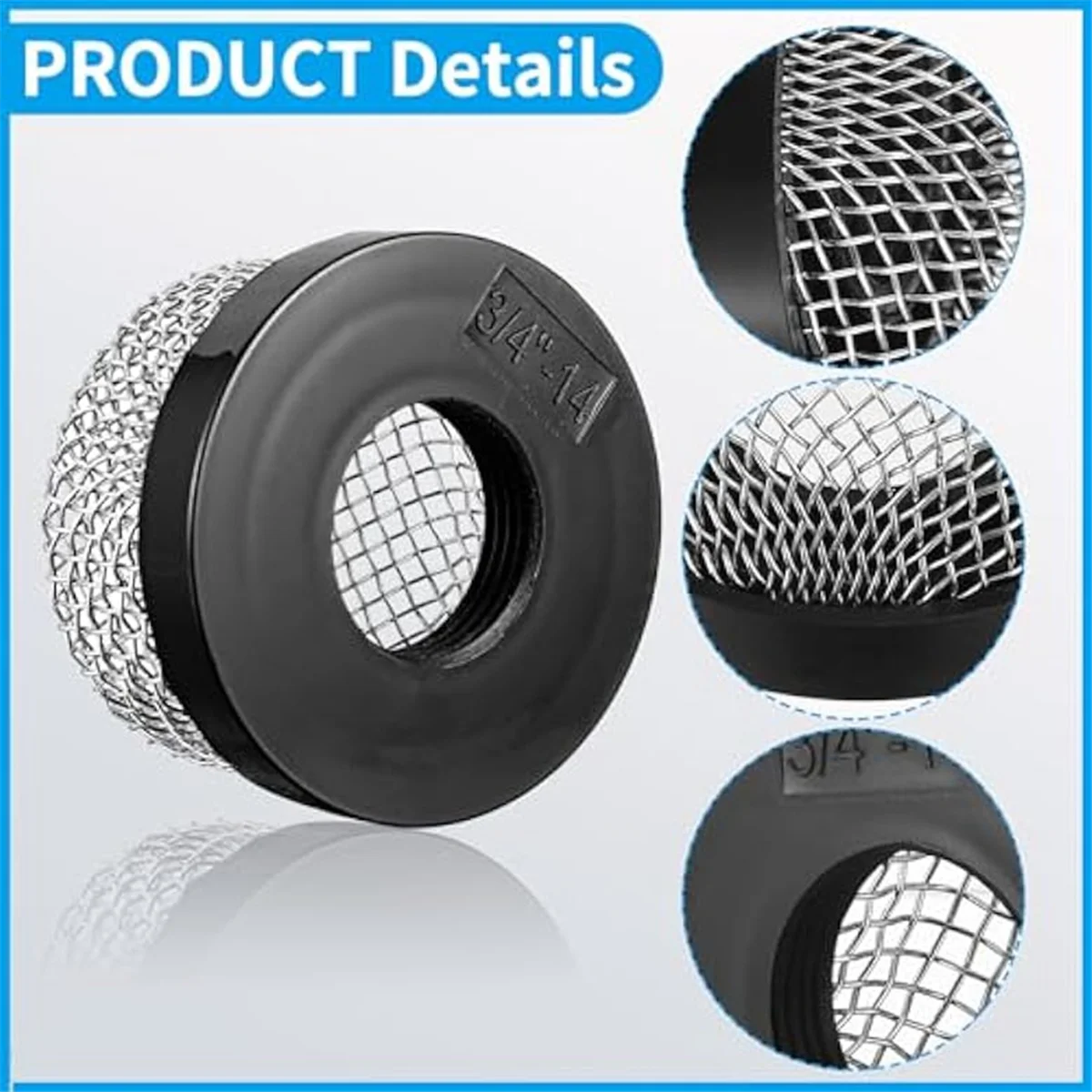 10pcs Stainless Steel Mesh Strainer ¾ Inch -14, Aerator Screen Strainer Stainless Mesh Compatible with Livewell Pump