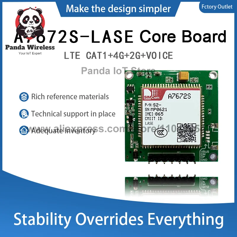 SIMcom A7672S-LASE 4G CAT1 Core Board A7672S-LASE Development Board TTL Seriële Poort, ondersteuning Data + voice 1 stks