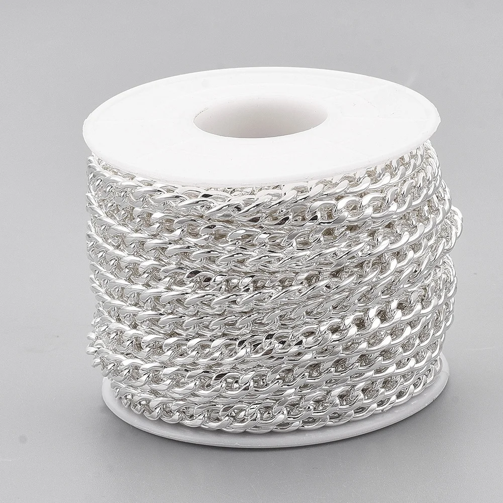 10m 304 Stainless Steel Curb Chains Twisted Chains Unwelded Link Chain Silver Color Plated for Jewelry Making DIY Bracelet