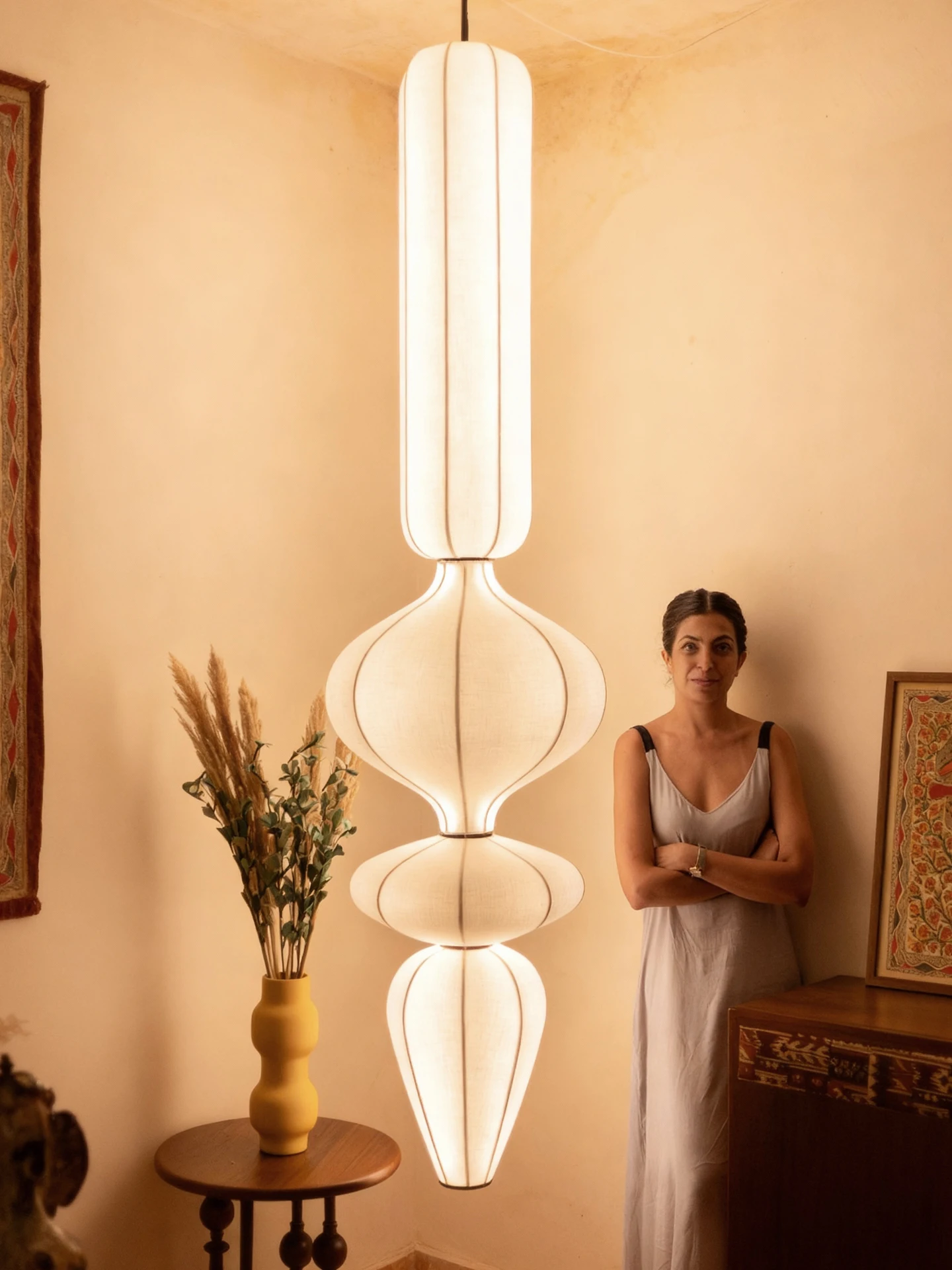 

Скандинавский шелковый подвесной светильник для лестницы, гостиной, лофта, итальянский дизайнерский белый шелковый подвесной светильник, светодиодная подвесная люстра