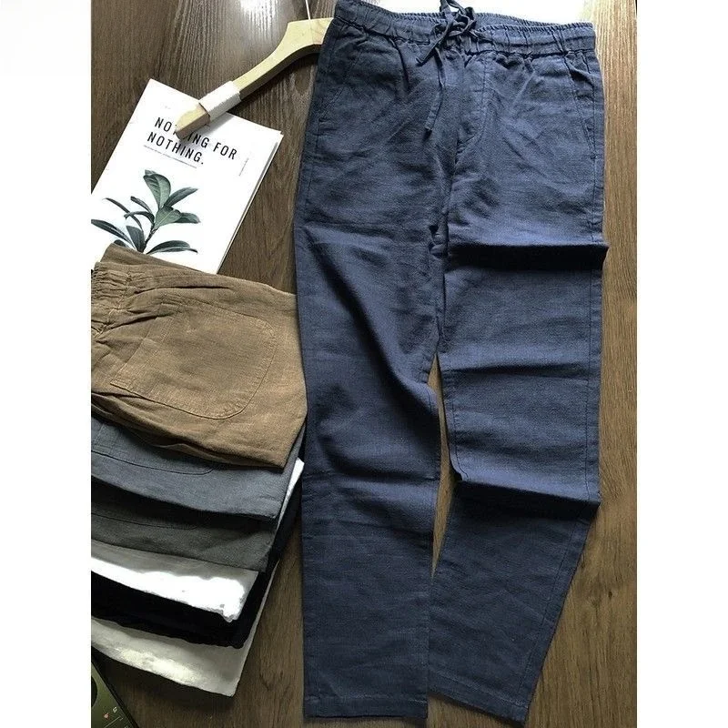 

New Men's Cotton Linen Casual Pants Loose Fit Breathable Summer Thin Material Long Sleeve Shirt Stand Collar Open Cardigan