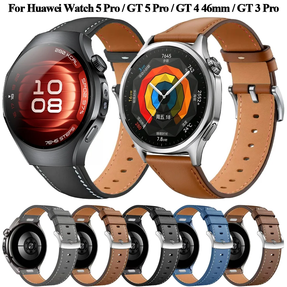 Кожаный ремешок 22 мм для Huawei Watch GT 6 5 PRO 46 мм, браслет для HUAWEI WATCH GT3 GT 5 Pro 46 мм/GT4 GT 3 Pro 46 мм Smart Watch