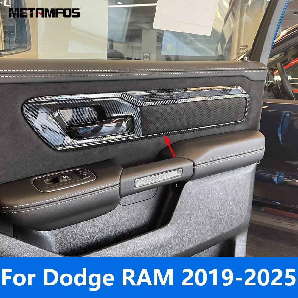 

Для Dodge RAM 2019-2022 2023 2024 2025 из углеродного волокна, внутренняя дверная ручка, чаша, панель, отделка, аксессуары для интерьера, Стайлинг автомобиля
