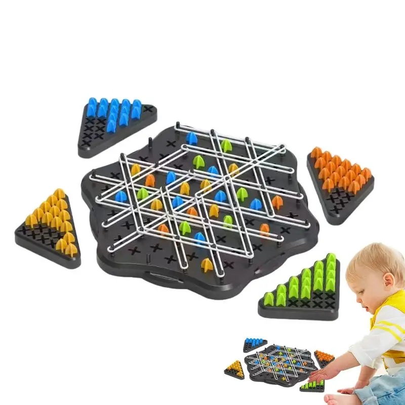 

child Geometry Chain Chess Puzzle Triangle Chess Desktop Game Rubber Band Training kids Family Interaction Exercise Thinking Toy