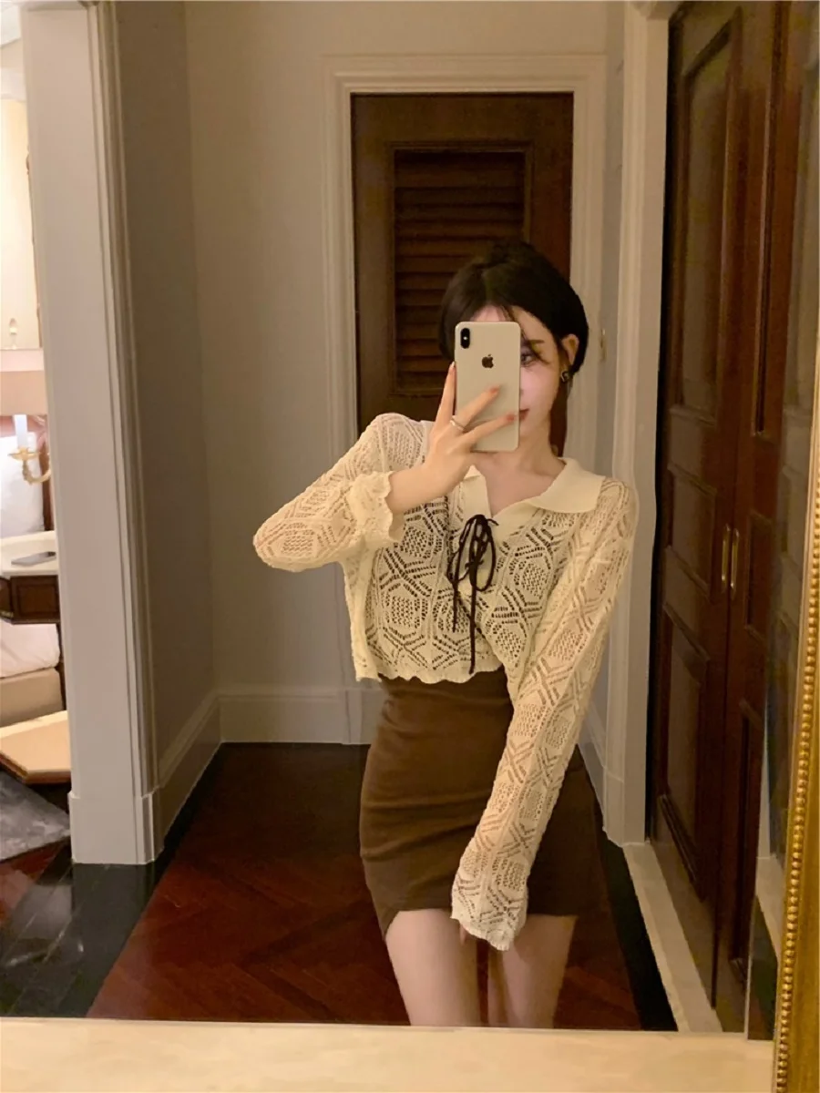 

Женская осенняя облегающая юбка больших размеров с вырезом на бретельках Dr, комплект из двух предметов в Корейском стиле с высокой талией