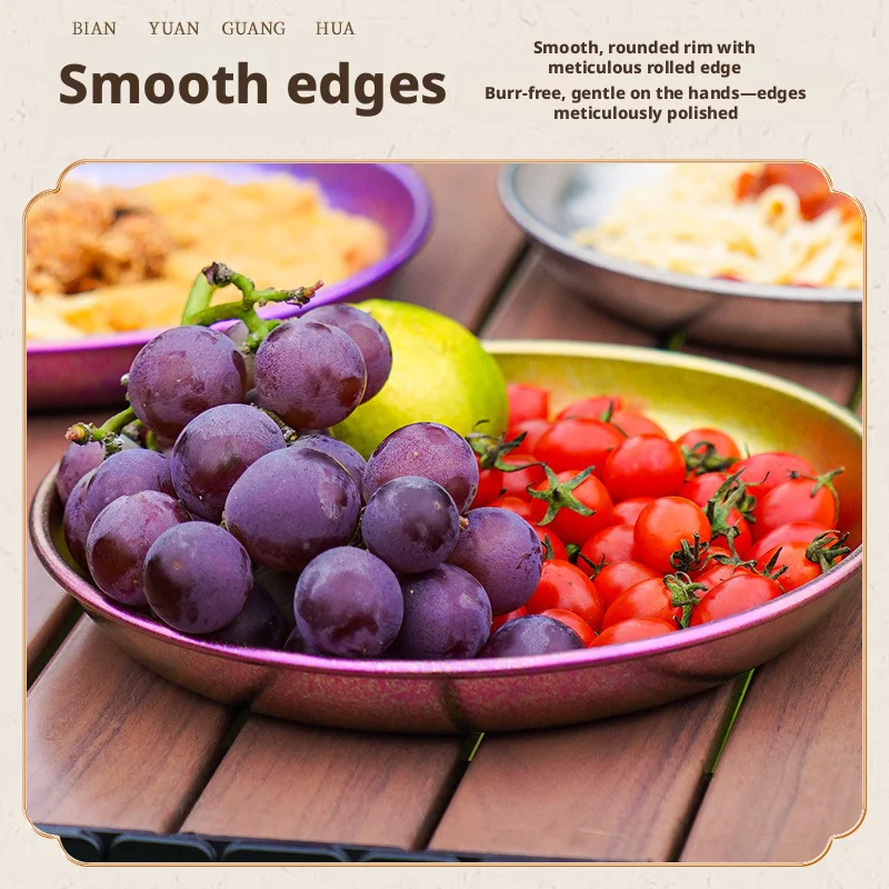 Titanium Purification Plate Backcountry Dinnerware Lightweight Stackable Camping Tray Creative Home Dish Plate Camping Supplies