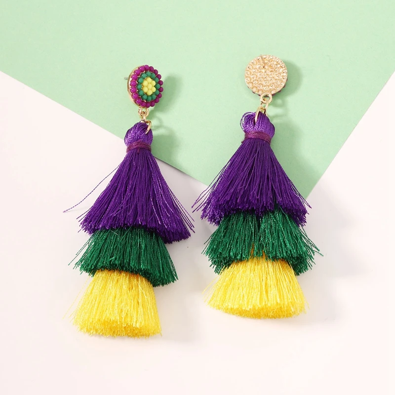 أقراط شرابة ذات طبقات على الطراز البوهيمي مع خرز وتصميم قطرة طويلة مجوهرات عصرية للنساء هدية عيد ميلاد مثالية