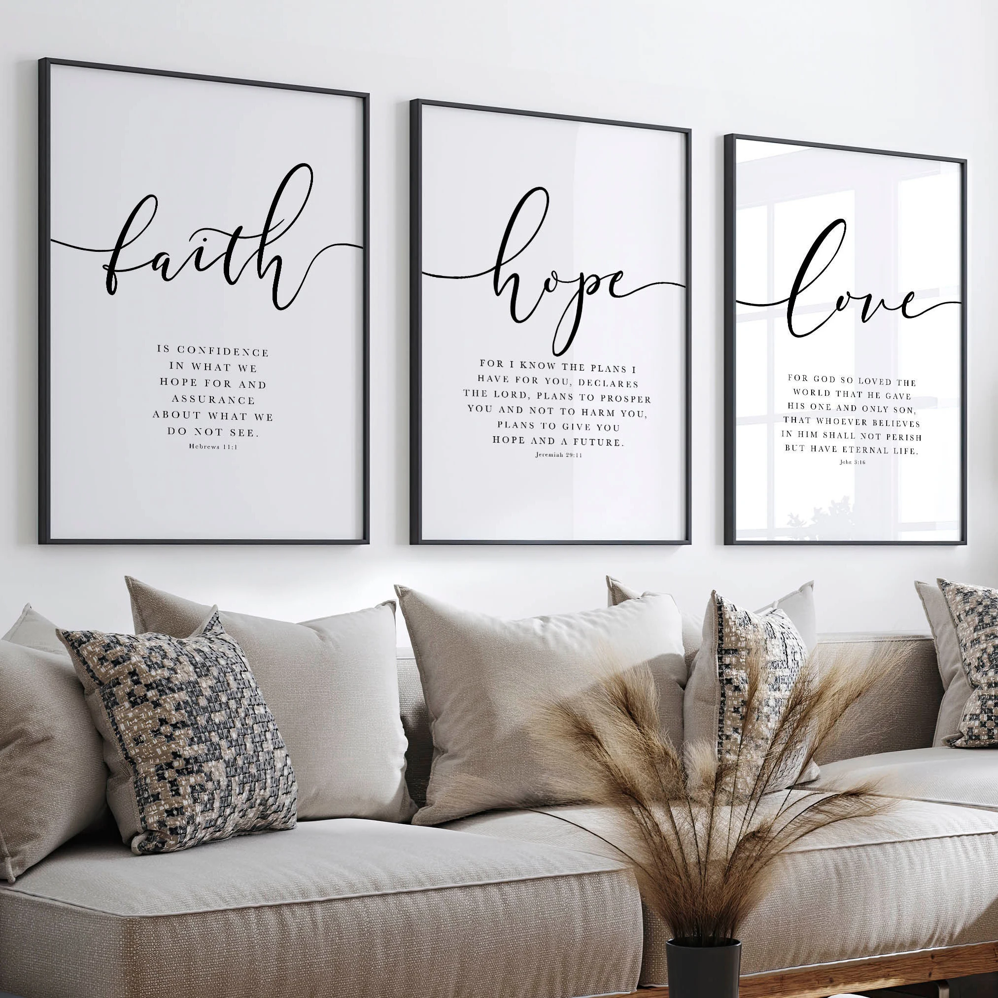 الإيمان الأمل الحب الكتاب جدار الفن مجموعة المسيحية ديكور المنزل نص إقتباس تصميم ملصق غرفة نوم غرفة المعيشة ديكور المنزل هدية الملصقات