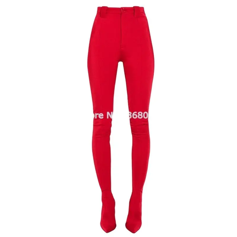 New Fashion Sexy vita alta pantaloni stivali raso elasticizzato elastico sopra il ginocchio tacchi alti estremi stivali lunghi scarpe da donna