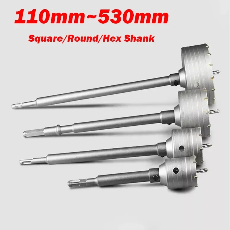 

1Pcs 110mm to 530mm Concrete Hole Saw Wall Masonry Drill Bit Connecting Rod Cement Brick Square/Round/Hex Shank