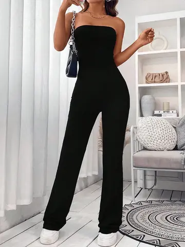 Mono con cordón en la cintura para mujer, pantalones de ocio, levantador de glúteos, mono ajustado con microflaje acampanado, novedad de verano 2024