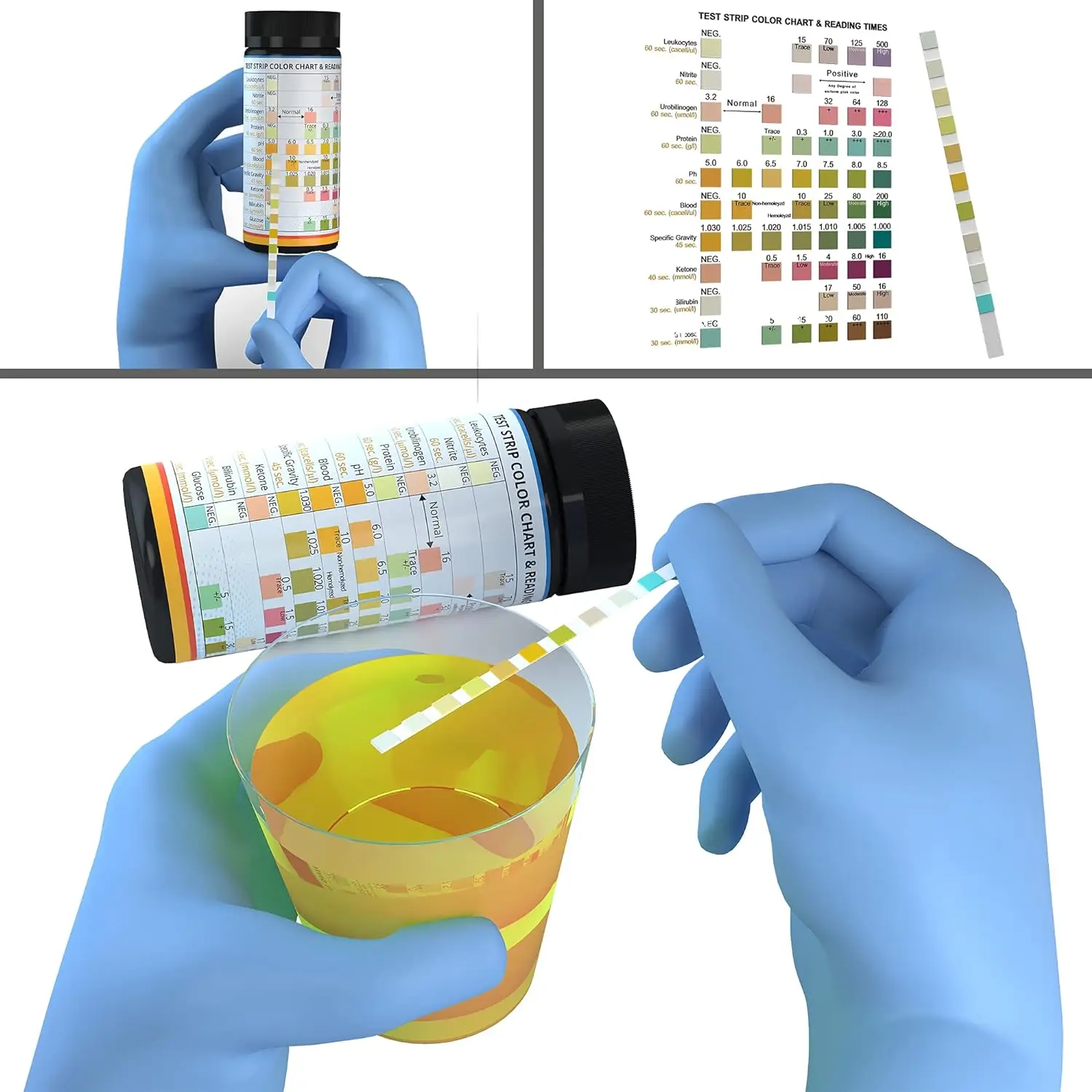 Strip pengujian urin hewan peliharaan, 100 tes Parameter Urinalysis untuk anjing, kucing, paku keling, pengujian akurat untuk dokter hewan, mendeteksi pH UTI