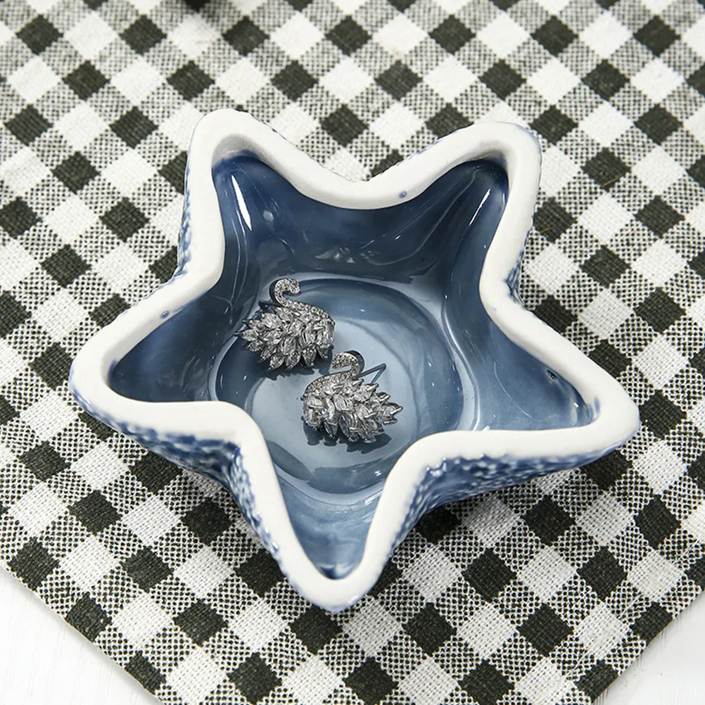 1Pcs Ocean Pattern Jewelry Box White Porcelain Material High Grade Jewelry Display Case for Earrings Brooch Hair Clip Ring