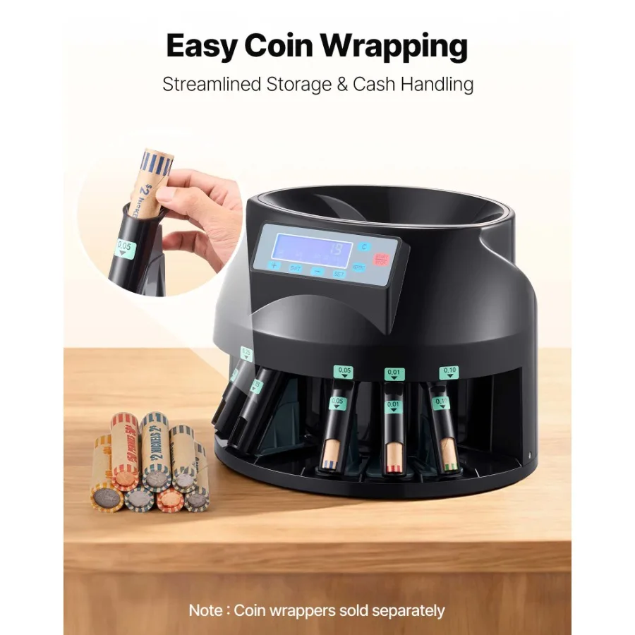 USD Coin Counter Coin Sorters with LCD Display, Coin Sorter Machine for USD Coin 1/5/10/25 Cents 1, Sorts up to 300 Coins/min,
