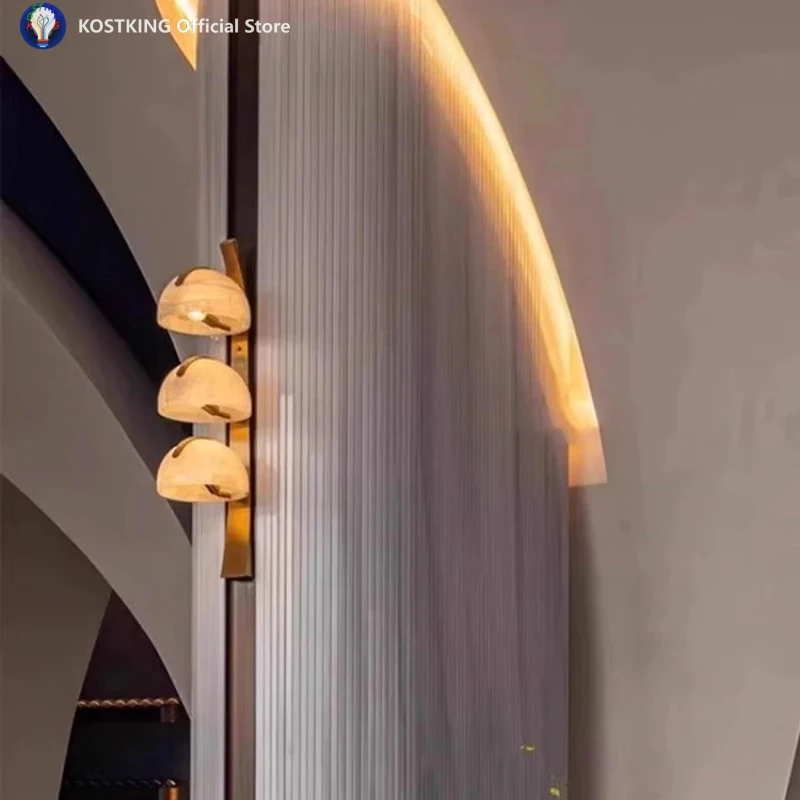 Contemporary Style Spanish Natural Highend Marble Wall Lamp Design Grand Living Room Dining Room Bedroom Highend Lighting Device