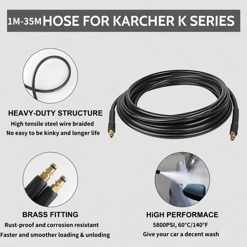 High Pressure Cleaning Machine Cleaning Hose,  High-Pressure Car Wash Water Cleaning Extension Pipe, For Karcher K2K3K4K5K6K7