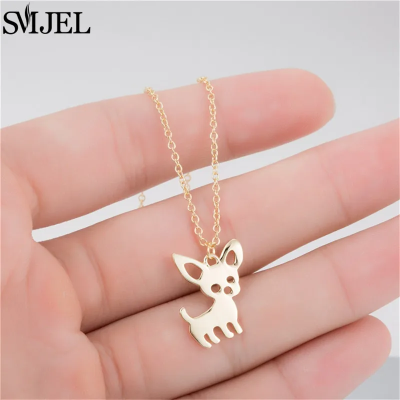 SMJEL Cartoon Chihuahua Dog Pendant Necklaces for Women Love My Pet Animal Necklace Chokers Ketting Jewelry Party Gift