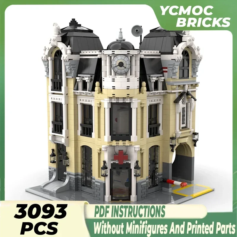 Décennie s de construction modulaires Street View pour enfants, briques MOC techniques, modèle d'hôpital central, cadeaux de jouets, ensembles de bricolage, assemblage